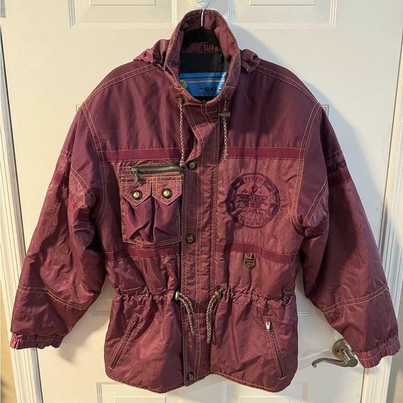 Reusch Jackets & Blazers - Vintage 90's Reusch Active Wear Maroon Hooded Ski Snow Jacket Embroidered LG